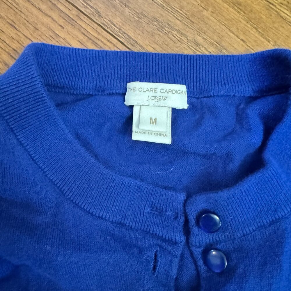 J.Cew Factory The Claire Cardigan Medium 3/4 Sleeve Cardigan Style - 14041 Blue - Picture 3 of 8